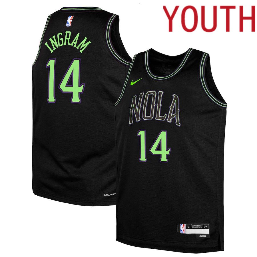 Youth New Orleans Pelicans #14 Brandon Ingram Nike Black City Edition 2023-24 Swingman Replica NBA Jersey